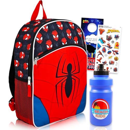 Spider-Man Spiderman Backpack for boys Set - Bundle with 16
