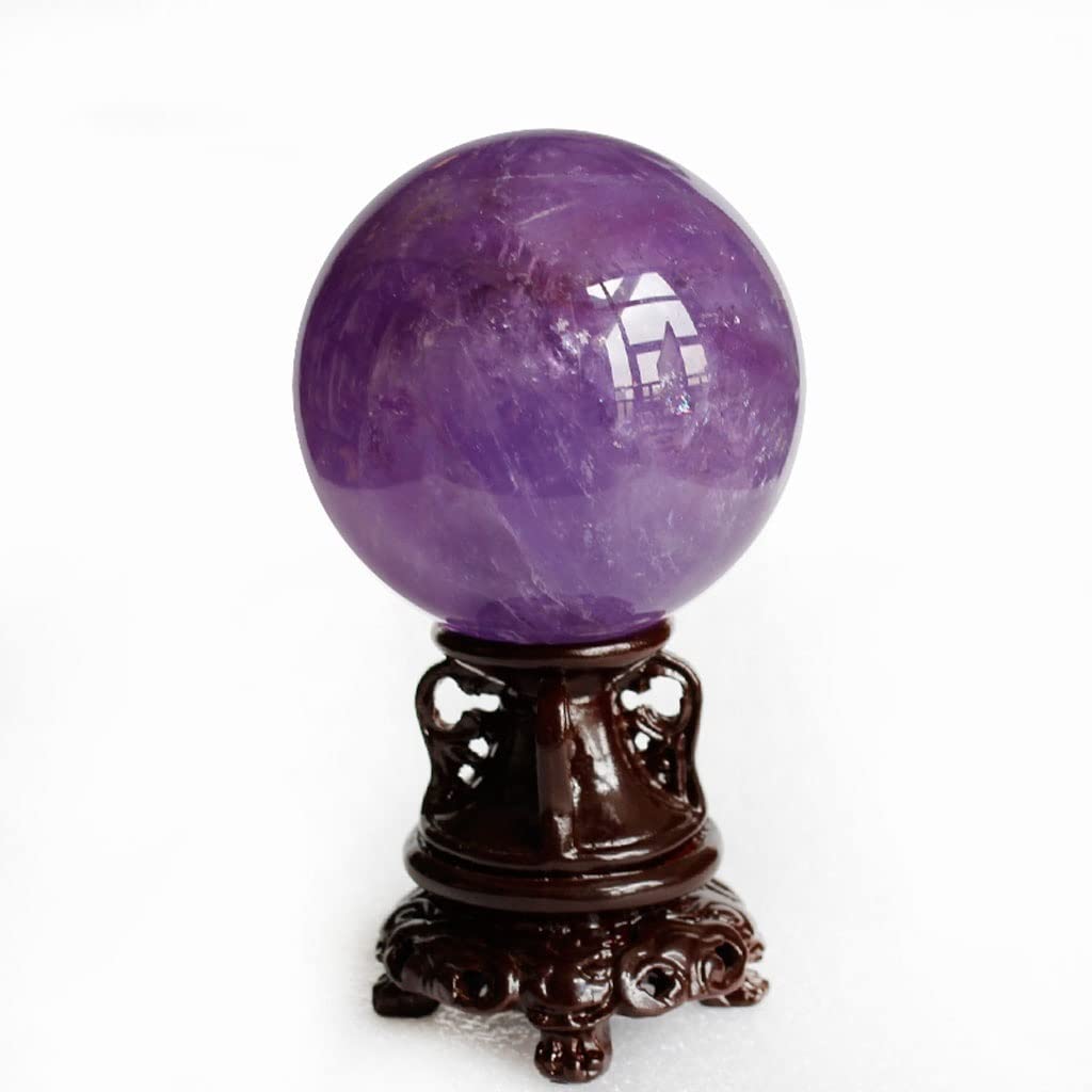 Dekoracje ze szklanych kulek, Amethyst Crystal Ball With Base Divination Meditation Feng Shui Purple 6.1 cm