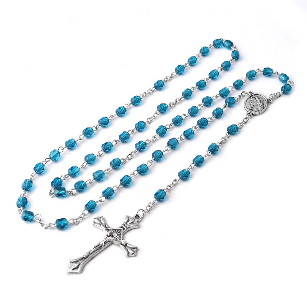 Joyful Harts - Handmade Rosary Beads Birthstone Colors- Rosary Beads Catholic for Women and Men - Birthstone Rosary December - Blue Zircon