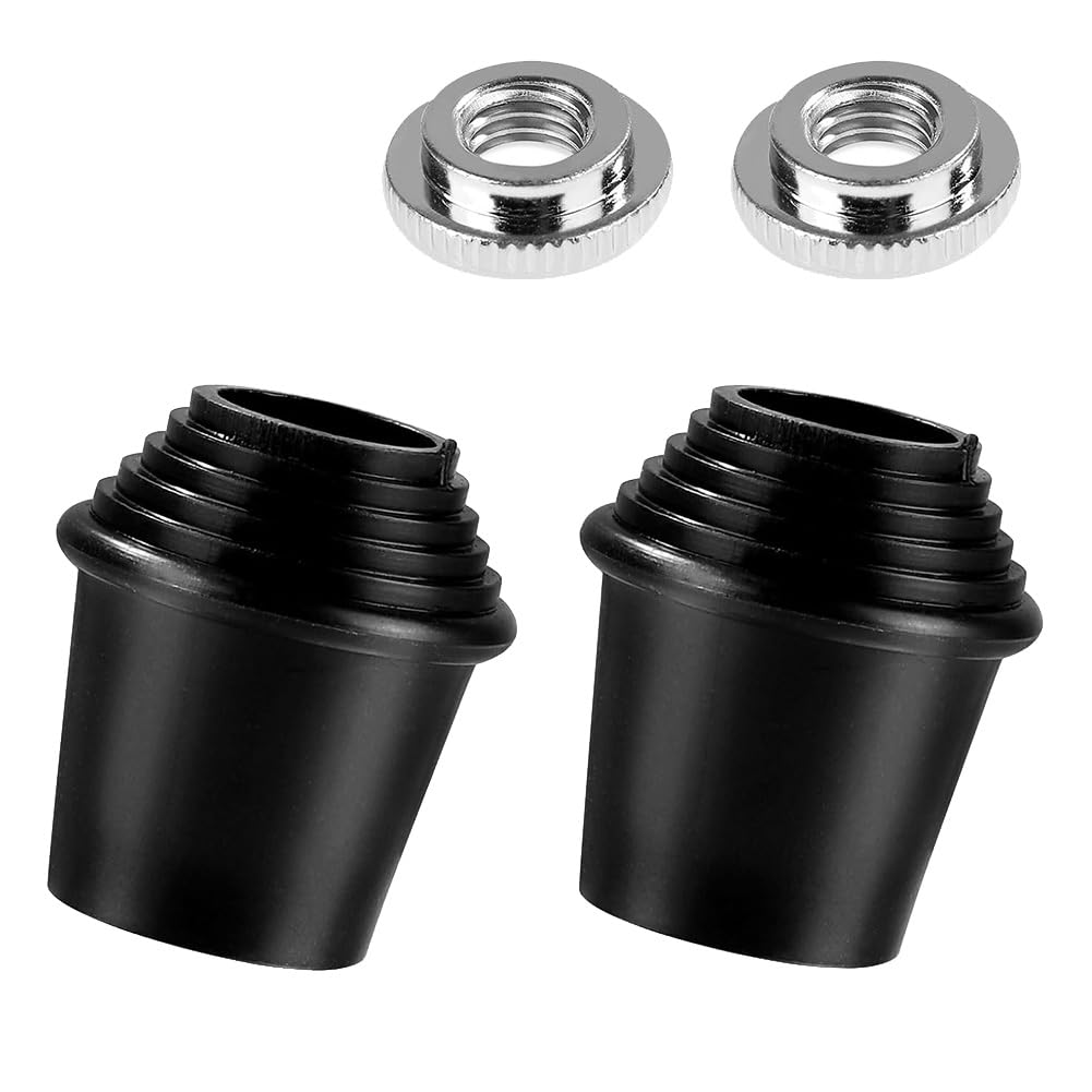 Wisyurt 2 Packs Drum Spur Feet, Drum Legs Threaded Rubber Foot with Lock Nuts for Drum, Black, 0