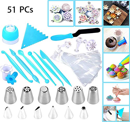 Joiedomi 51 Pieces Cake Icing and Decorating Kit Including 12 Stainless Steel Icing