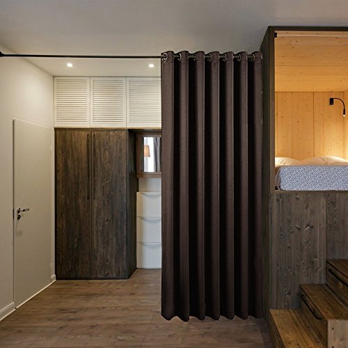 Image of NICETOWN Room Dividers Curtain Screen Partitions, Patio Sliding Door Curtain, Wide Blackout Curtains, Keep Warm Draperies, Sliding Glass Door Drapes (1 Piece, 8.3ft Width x 7ft Length, Toffee Brown)