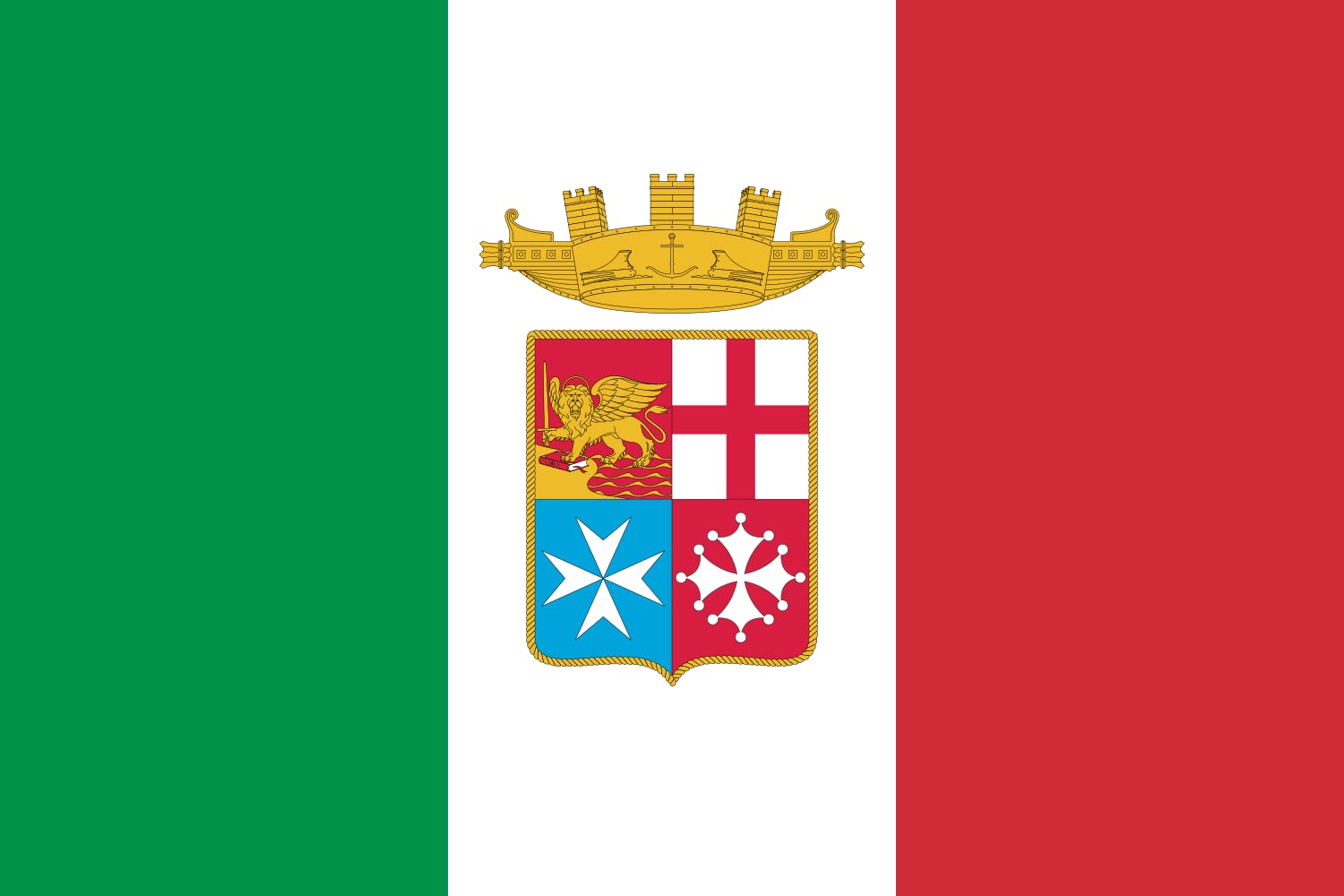 Naval Ensign of Italy pavillon de prestige grand format paysage 2.16m²