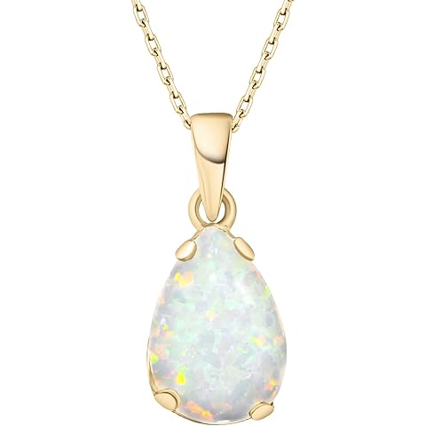 14K Gold Plated Gemstone Necklace for Women - Birthestone Teardrop Necklace - Gold Jewelry for Women - Dainty Gold Necklace - Everyday Necklaces - Gold Necklaces for Women
