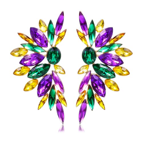 Mardi Gras Earring Outfit for Women Colorful Earrings for Women Accessories Rhinestone Earring Fashion Bling Colorful Crystal Cluster Drop Dangle Earrings Prom Dress Jewerly
