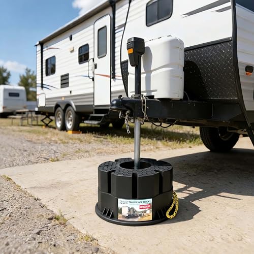 Image of 6'' Height Trailer Jack Block, Heavy Duty 40,000lbs RV Camper Stabilizer Blocks for Travel Trailers Tongue Jack 5th Wheels Scissor stabilizers, 1 Pack Black