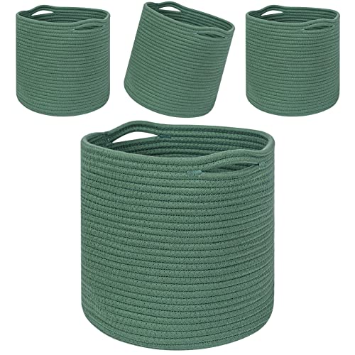Image of CubesLand Green Woven Basket for Storage/Organizing,Round Cube Storage Baskets Bins 11x11’’for Cube Storage Organizer/Shelves Basket Bins 4 Packs