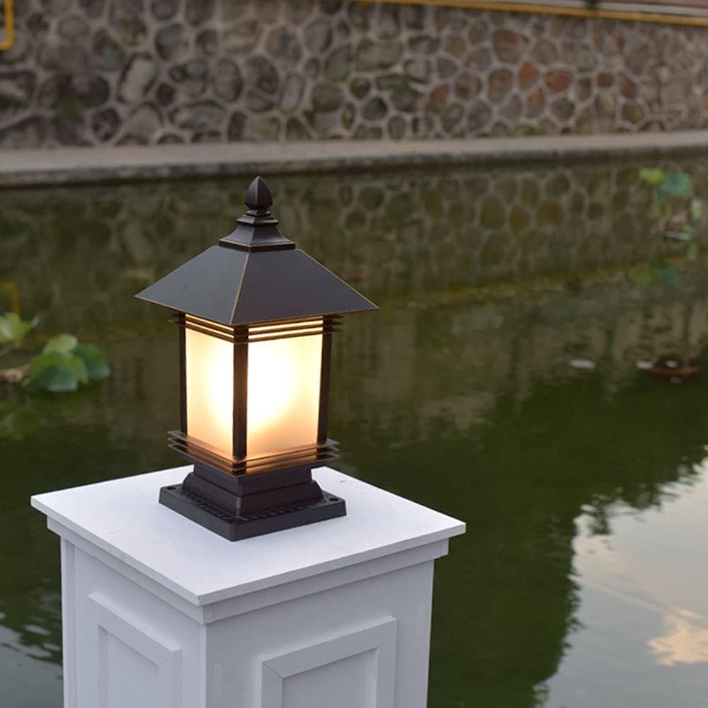 CHENKUI Outdoor Lawn Lamp Post Head Light LED Cast Aluminum Post Lamp Light Fixtures E27 Base,Vintage Pier Mount Post Cap Light for Fence Deck Patio Garden Decor Fits Posts