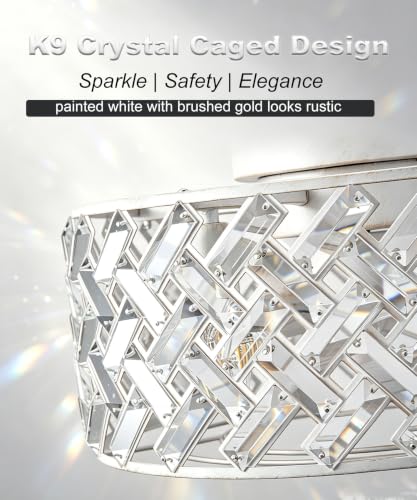 Image of 18 Inch Caged Ceiling Fan with Lights, Low Profile Crystal Fandelier