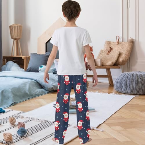 Boy's Lounge Pants Funny Santa Claus Snow Stars Kids Jogger Pants Elastic Waist Long Bottoms with Pockets 6-14 Years3