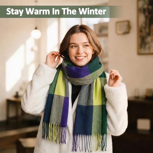 Image of Loritta Winter Scarf for Women, Long Plaid Shawl Wraps Scarves Gifts
