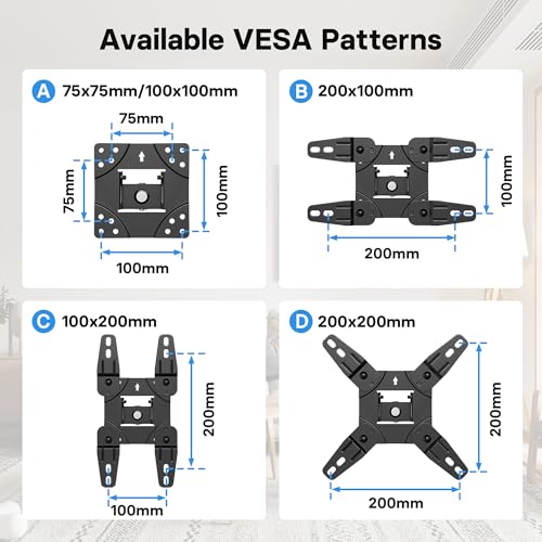 BONTEC Soporte TV Pared Inclinable y Giratorio de 13-42 Pulgadas Planos Curvos LCD LED OLED, Soporte Pared TV con Brazo Extensible, hasta 25 kg, Máx VESA 200x200 mm - imagen 7