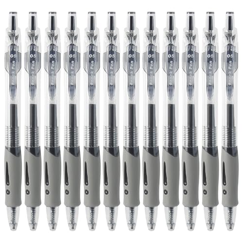 Bolígrafos de gel 0.5 mm, 12 unidades tinta negra