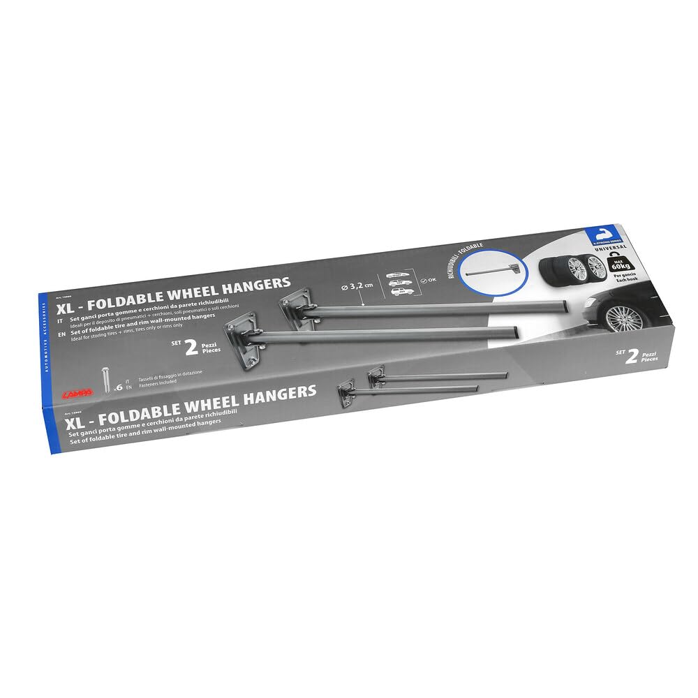 Lampa 15969 Set 2 Ganci Porta gomme e Cerchioni da Parete richiudibili