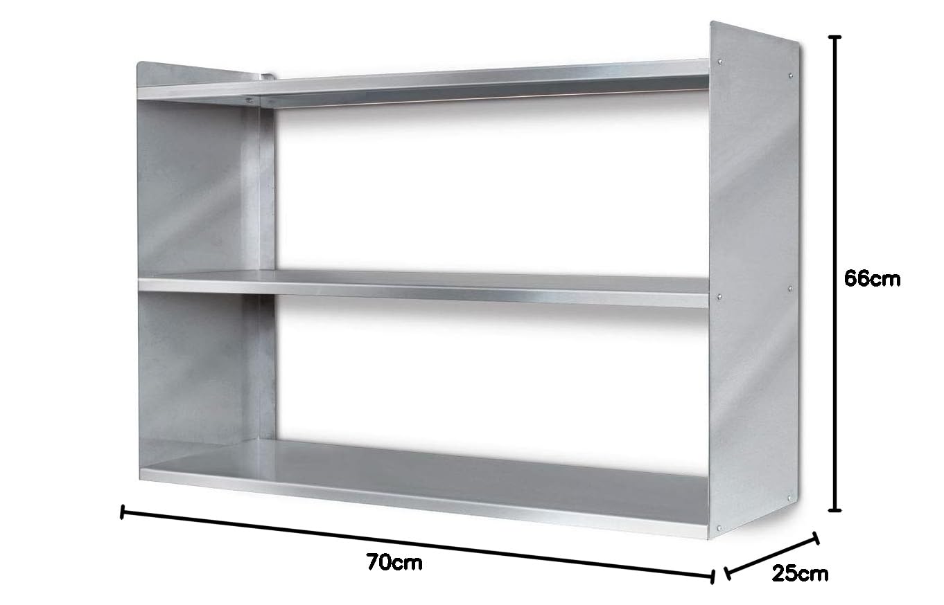 Estantería de Pared para Almacenaje, Repisas de Acero Inoxidable (700 x 250 x 660 mm, 3 Estantes), Color Plateado