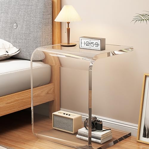 Fslvmin Comodino in Acrilico Trasparente per Camera da Letto, Comodino Moderno Tavolino a Forma di U, Mobili Multiuso da Utilizzare Come Tavolino in Salotti e Uffici(31x20x22cm(12x8x9inch), Clear)