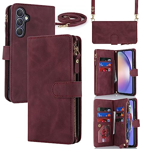 Étui portefeuille Galaxy A54 5G bordeaux antichoc pour ne plus perdre vos cartes