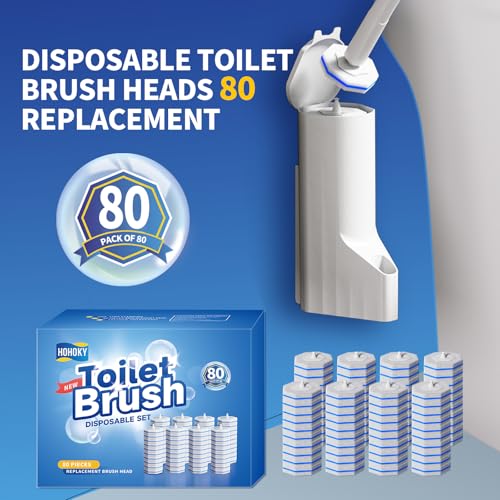 Image of Hohoky 80Pcs Toilet Brush Refills for Disposable Toilet Bowl Brush Scrubber Cleaner Refill Pads,Toilet Brush Replacement Compatible Heads with Most Toilet Brushes Scrubber