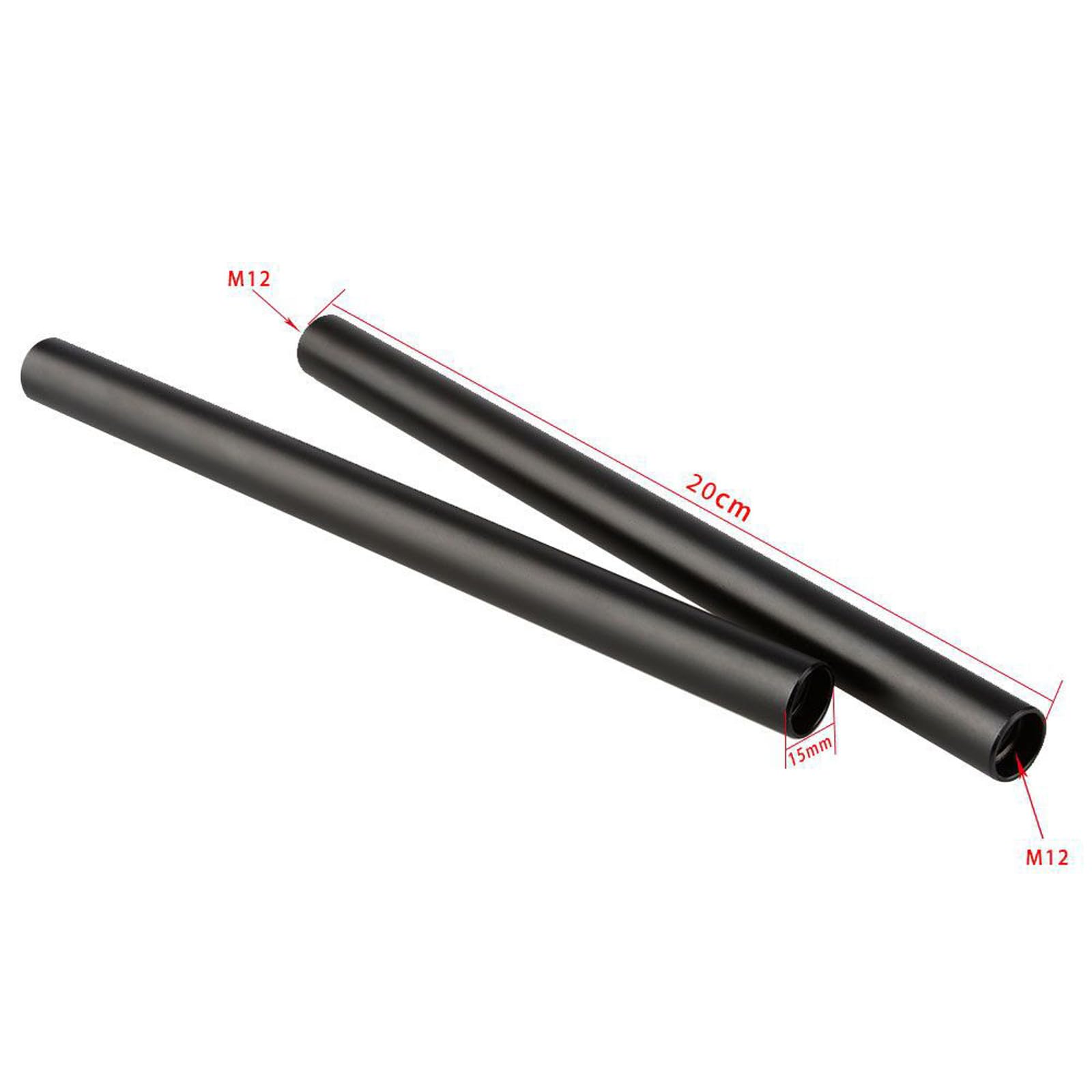 Aste tonde compatte da 2 da 15 mm 20 cm, Black