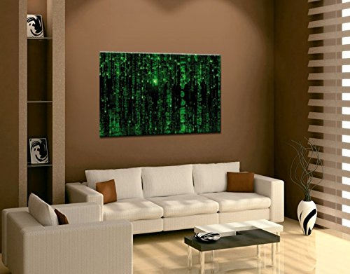 1art1 Matrix Poster Matrix Code, Grüner Regen Bilder Leinwand-Bild Auf Keilrahmen | XXL-Wandbild Poster Kunstdruck Als Leinwandbild 120x80 cm