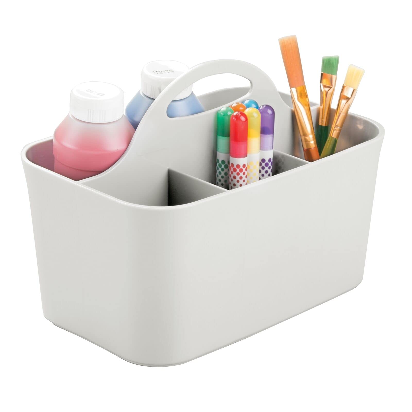 Vassoio Organizzazione Cucito Fai Da Te Organizer Da Scrivania Portatile MDesign - Cassetto Plastica Per Penne, Utensili E Cucito, Grigio Organizer Da