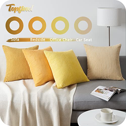 Topfinel Autumn Cushion Covers 45cm x 45cm for Garden Chair, Yellow Cushion Covers Modern Decoration for Sofa Livingroom Home Accessories Scatter Fluffy Cushions 18x18 inches Set of 4 - Image 4