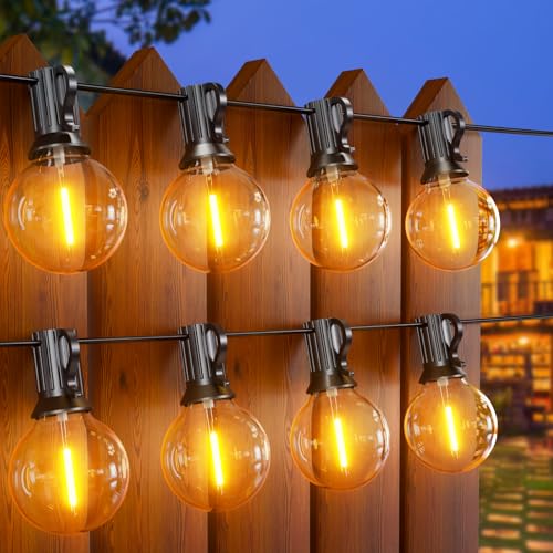 Miootly Catena Luminosa Esterno, 30M/100FT Luci da Esterno Giardino con 50+2 LED Lampadina, IP45 Impermeabile, 2700K Bianco Caldo, Catena Luminosa per Matrimonio, Festa, Giardino, Patio