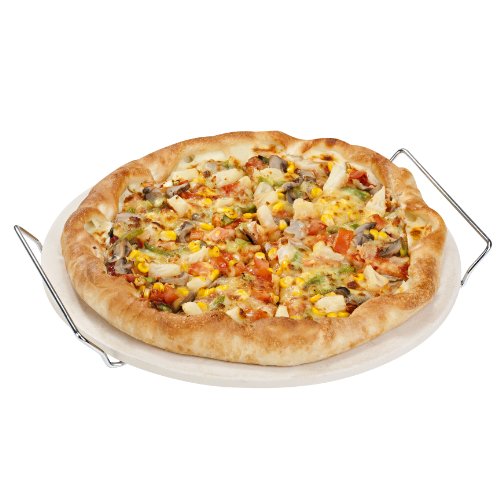 VonShef 15 Inch Ceramic Pizza Stone Set With Heavy Duty Chrome Stand with FREE Pizza Cutter - Thumbnail 2