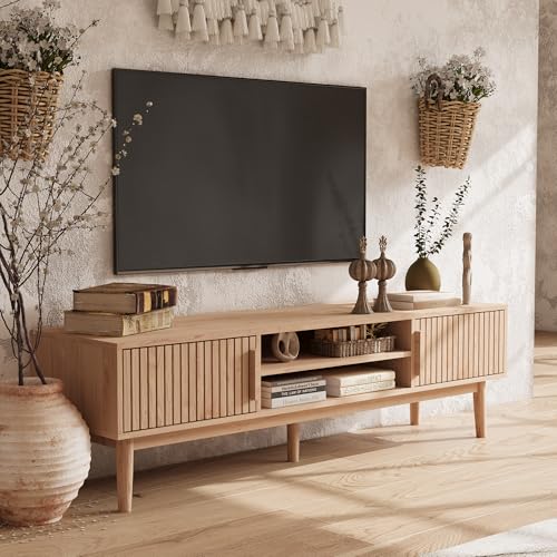 Boho-TV-Ständer, Lowboard für 55/60/65-Zoll-Fernseher, TV Schrank...