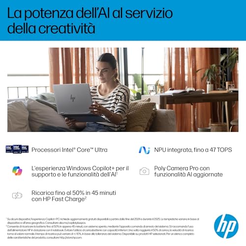 Omnibook X Flip 16-as0000sl, Convertibile, Copilot+ PC, AI, Intel Core Ultra 7-258V, 32GB RAM, 1TB SSD, Intel Arc, Display 16” Touch IPS 2K 400 Nits, 5MP IR Privacy Cam TNR, Windows 11, Argento - Notebook - Immagine 4