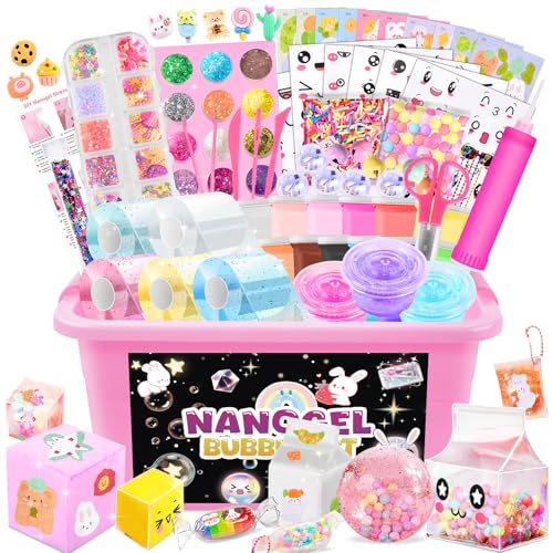 Charmofun 100 Pièces Nano Tape Bubbles Kit avec 5 Bandes Nano Tape, Ballon à Bulles et...