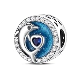 Mom Daughter Baseball Son Angel Safety Chain Moon Birthday Rose Gold Bead Pendant 925 Sterling Silver Dangle Compatible With Pandora Moments Charm Bracelet (Dolphin Fish I Love You Heart Sea Ocean)
