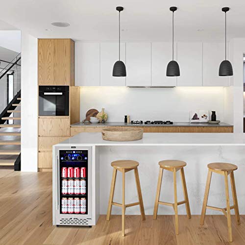 COLZER 15 Inch Beverage Cooler Refrigerator - 126 Cans Freestanding and Built-in Mini Fridge with Glass Door for Soda Beer Wine or Water - Under Counter Compact Drink Fridge for Kitchen Bar Office - Thumbnail 6