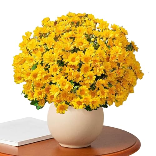 Chrysanthèmes artificiels haut de gamme lot de 10 fleurs extérieures durables - 8