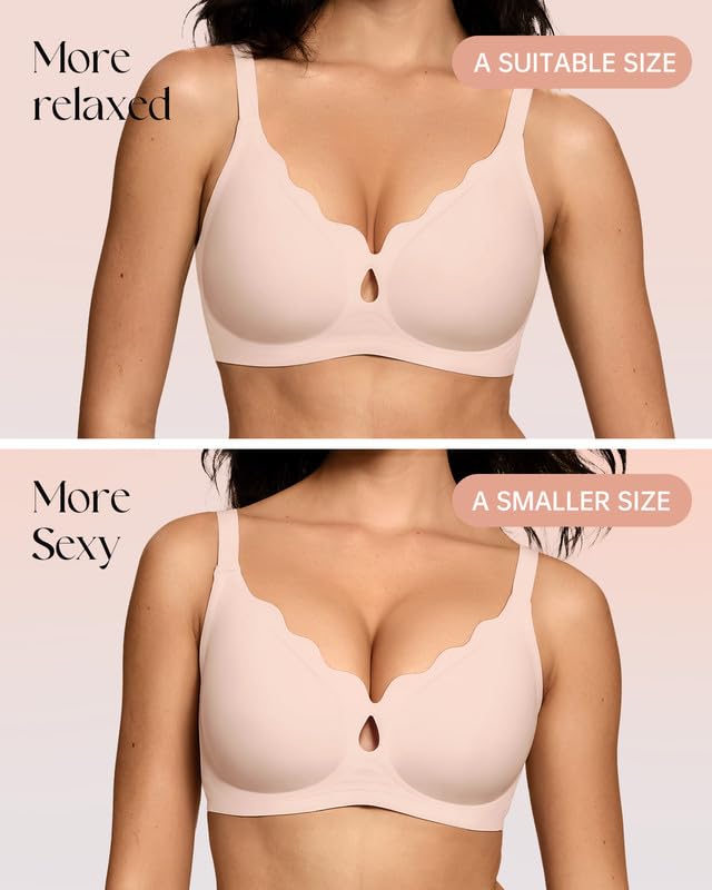 Image of ProKloud Wireless Bras for Women Wave Push Up No Underwire Bralettes Seamless Full Coverage Support Lift Everyday Bra