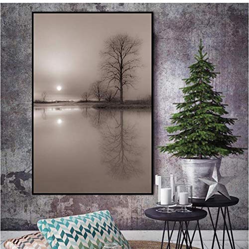 Toile Paysage Moderne 50x70cm : Solution Déco Murale Sans Cadre pour Murs Vides