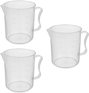 Aicosineg Plastic Graduated Measuring Beaker with Handle Tall Multipurpose Clear Mixing Liquid Cup Container for School Science Home Lab 500ml 3Pcs