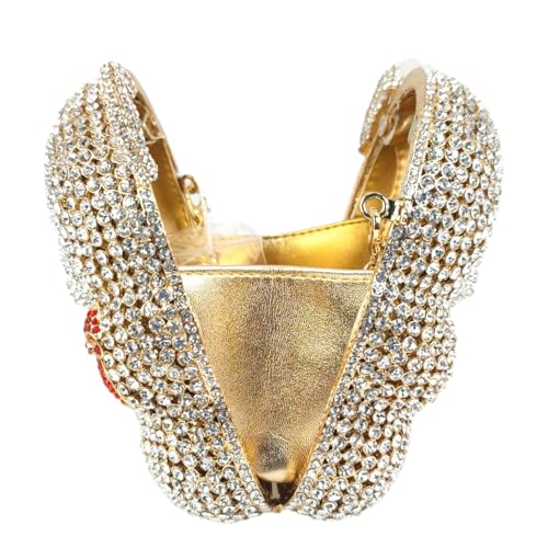 Image of Boutique De FGG Bear Evening Bags and clutches for Women Formal Crystal Clutch Purse Party Animal Rhinestone Handbags,Mini