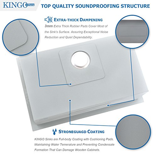 Kingo Home KHSD003-1 33 X 22 Inch Drop In Stainless Steel Kitchen Sink, Single Bowl 16 Gauge Top Mount Sink Commercial Handmade 9 Inch Deep Kitchen Sinks Workstation Single Basin Brushed Satin Nickel thumb #4
