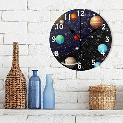 Seulife Wall Clock Universe Space Galaxy Solar System, Silent Non Ticking Clock For Kitchen Living Room Bedroom Home Artwork Gift #TOP2
