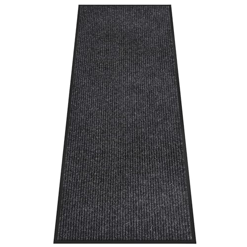 HOMEK Indoor/Outdoor Door Mat 10'x3' Non-Slip Black