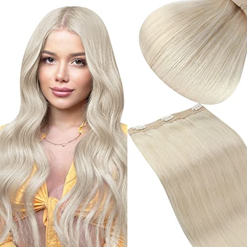 Sunny Human Hair One Piece Clip in Extensions Blonde One Piece Hair Extensions Platinum Blonde Remy Hair One Piece Extensions #60 Blonde Hairpiece 1pc 20inch 70g
