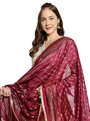 Dupatta En Mousseline De Soie Pour Femme – Brodé De Gouttes Dorées – Écharpe Légère Et élégante – Pour Tenue Traditionnelle Ou Moderne