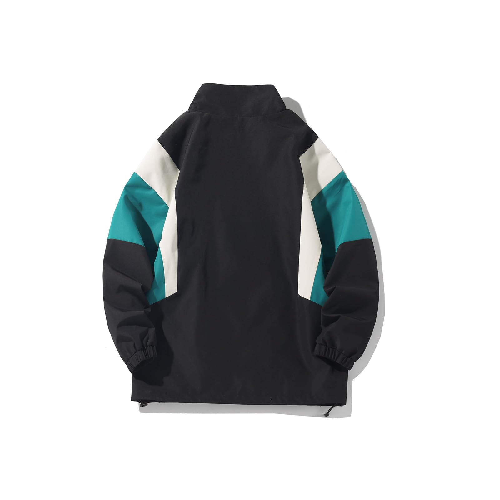 GURUNVANI Patchwork-Jacke für Herren, durchgehender Reißverschluss, Windbreaker, Vintage-Stil