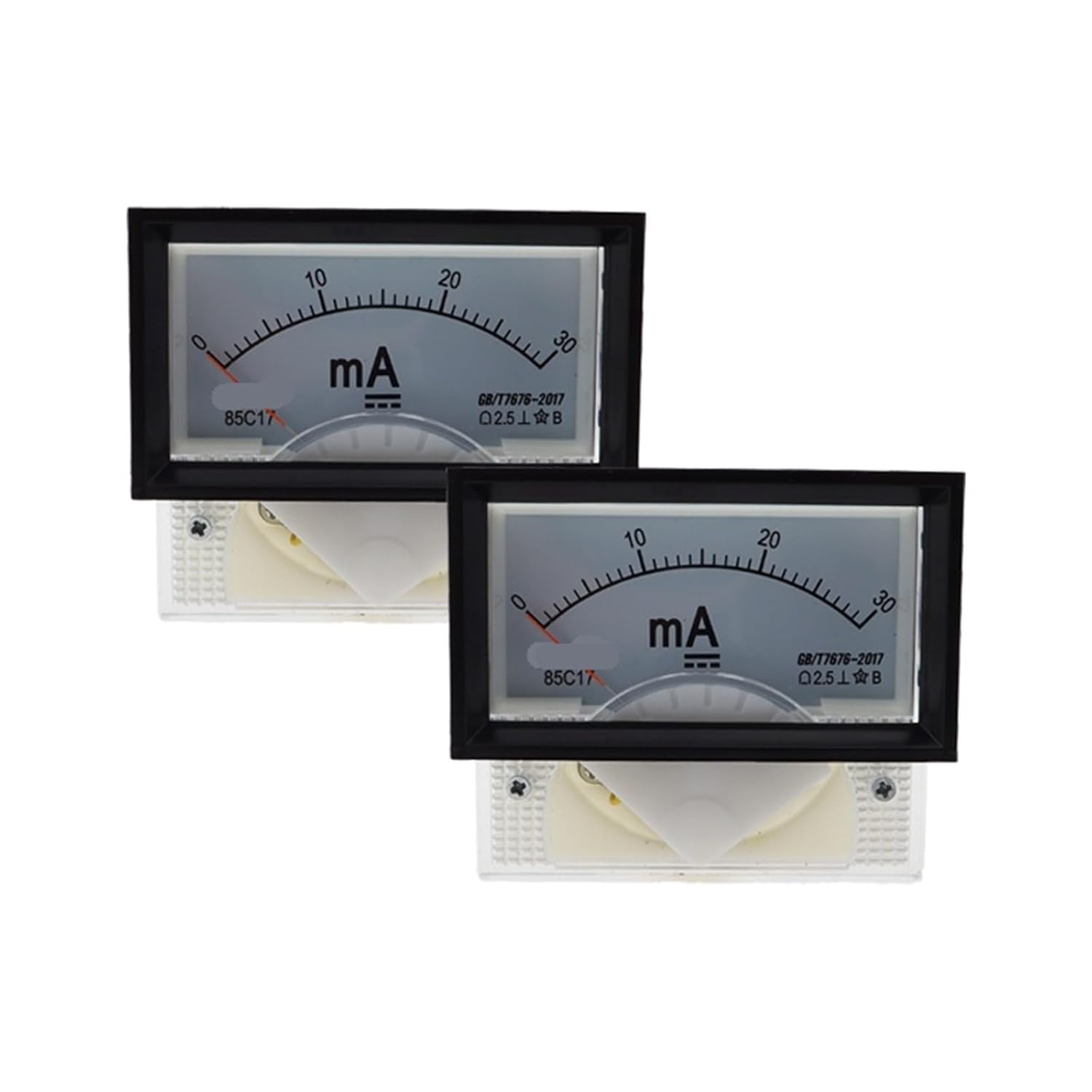 85C17mA DC Meter Pointer Panel Ammeter 1mA-500mA Square 70 * 40mm Black Border 1Pcs(15mA)