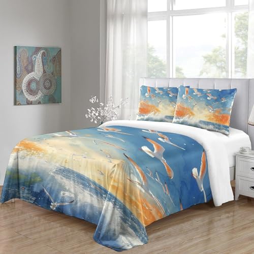 Housse de couette mouette 3D 140x200 microfbre pour lit simple - 5