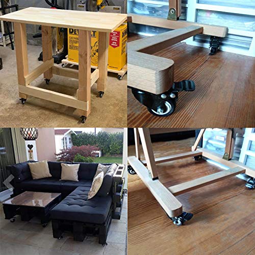 Dicasal 2" Heavy Duty Swivel Plate Casters Pu Foam Quite Mute No Noise Castors Markless Rubber Wheels Double Bearings And Locks Loading 330 Lbs Pack Of 4 With Brake Black #TOP3