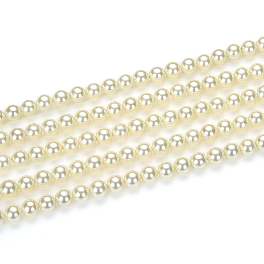 95pcs Adabele AAA Grade Natural 4mm Small Shell Pearl Loose Round Beads Freshwater Mother of Pearl Nacre 15 inch (Cream White) for DIY Craft Jewelry
