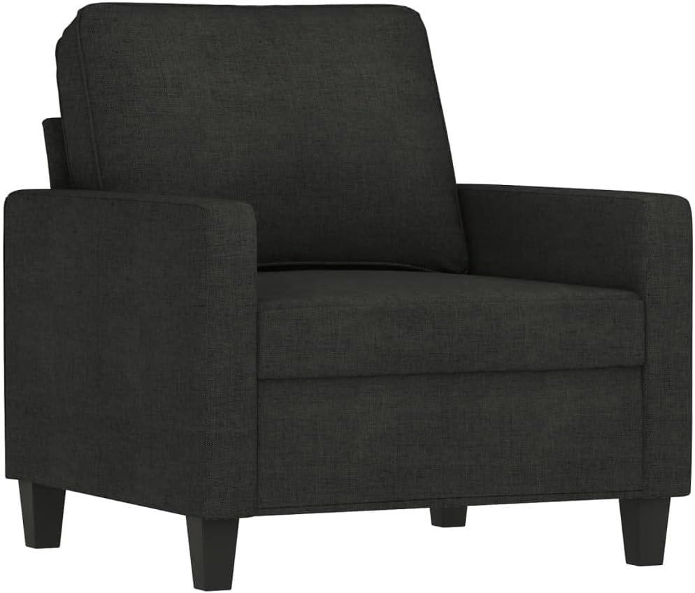 vidaXL Black Modern Sofa Chair with Metal Frame and Fabric