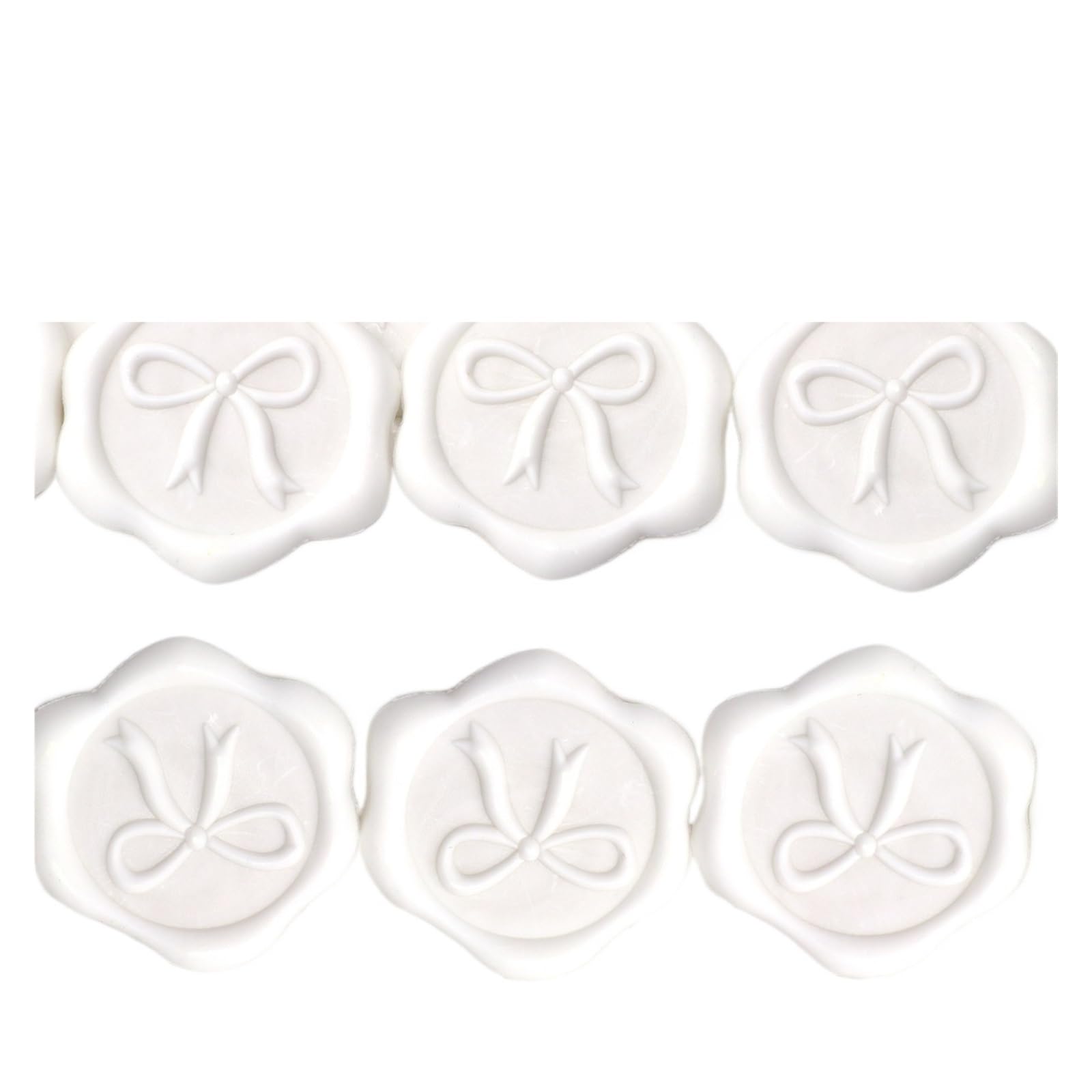 Efrjuwi White Wax Seal Stickers 50Pcs Bow Wedding Invitation Envelope, 3D Self Adhesive Stamp Decals(White)